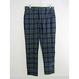 Forever 21 Adult Blue Plaid Tapperd Pants Mens 32" Rugby Golf Sports